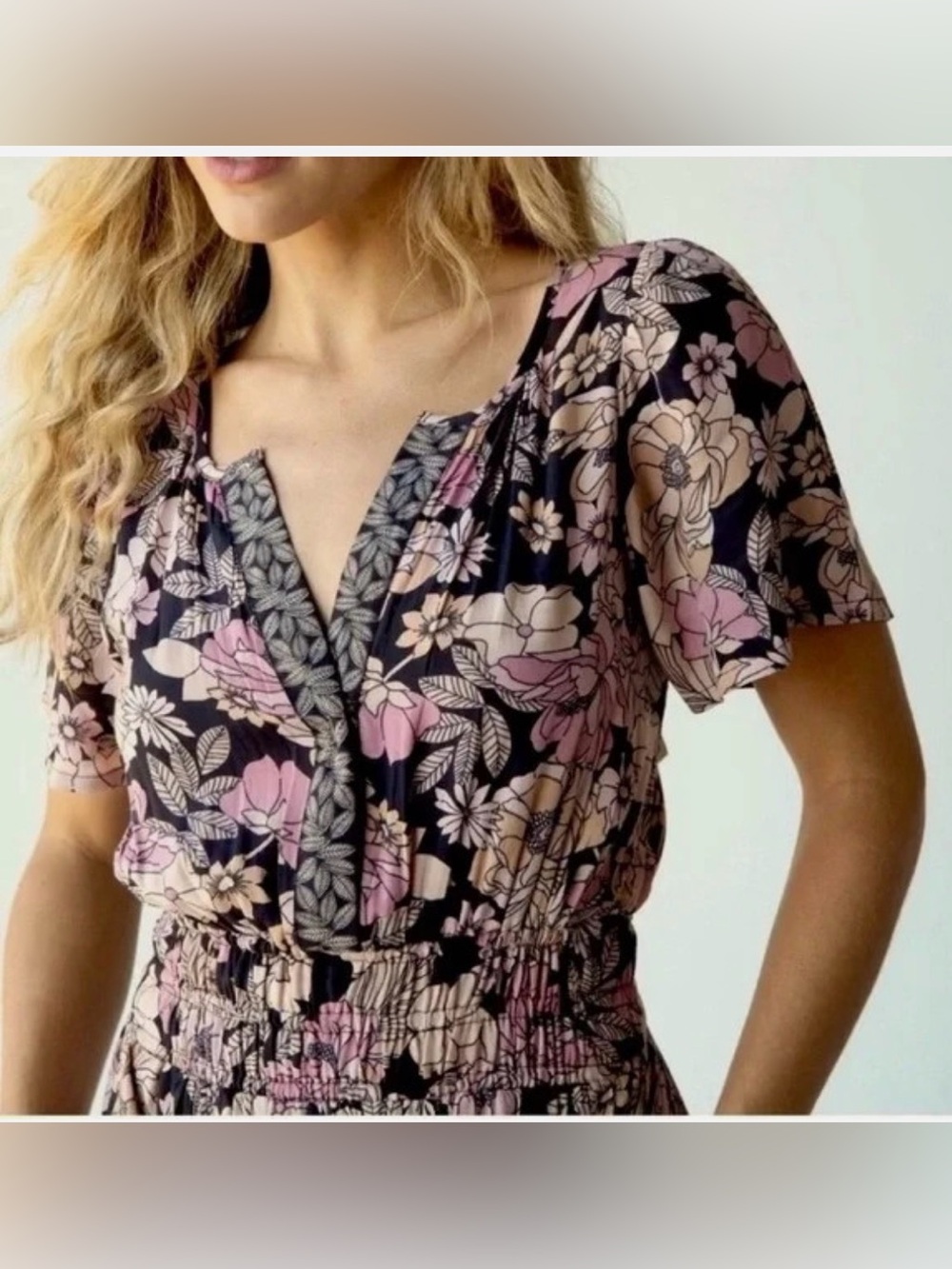 Natural Life Bella Floral maxi dress with pockets- pink